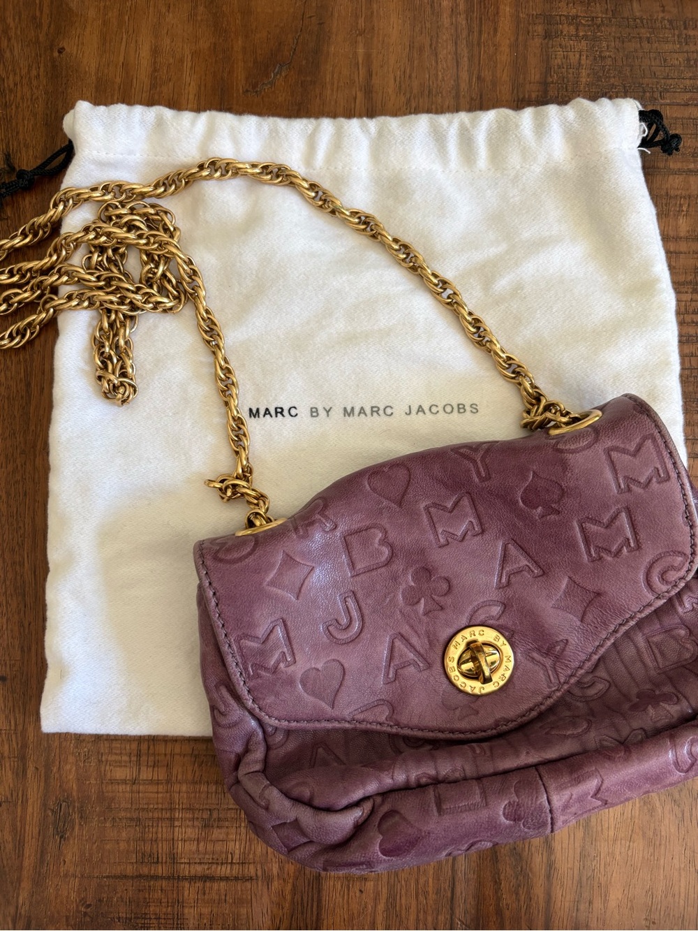 Marc by Marc Jacobs Plum Embossed Crossbody Bag with Gold Chain